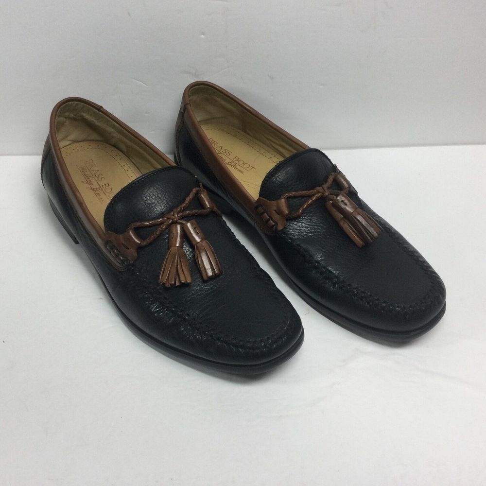 Brass Boots Walking Glove Black Tassel Men's Shoes Sz 9M‎ Sheepskin Lining 93392
